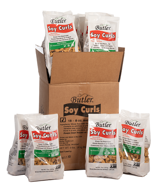 Butler Soy Curls - Bulk Full Case - 18 Pack of 8oz Bags
